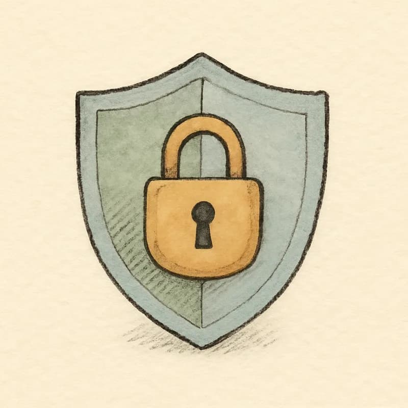 A shield with a lock at its center